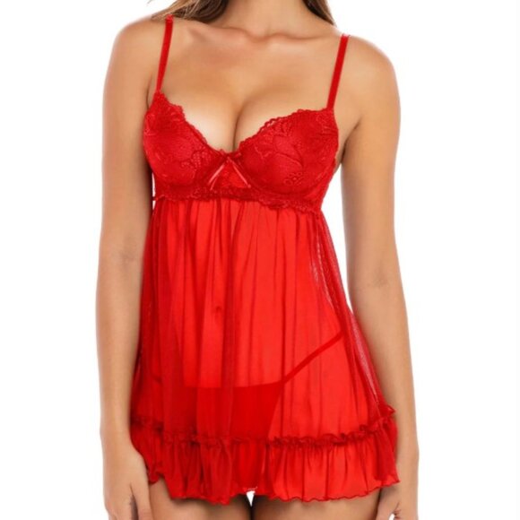 Rene Rofe Push Up Babydoll with G-String Thong - 2 Piece Set - Picture 1 of 9